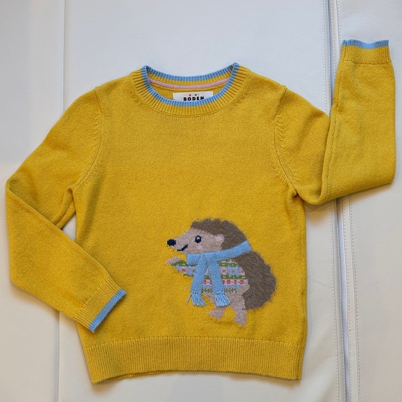 Boden Other - Mini Boden Kids Yellow Sweater with Hedgehog Design